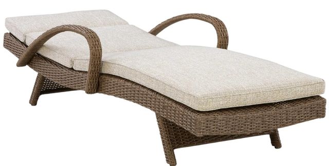 Signature Design by Ashley® Laguna Heights Beige-Gray Fabric/Resin Wicker Outdoor Chaise Lounge-2