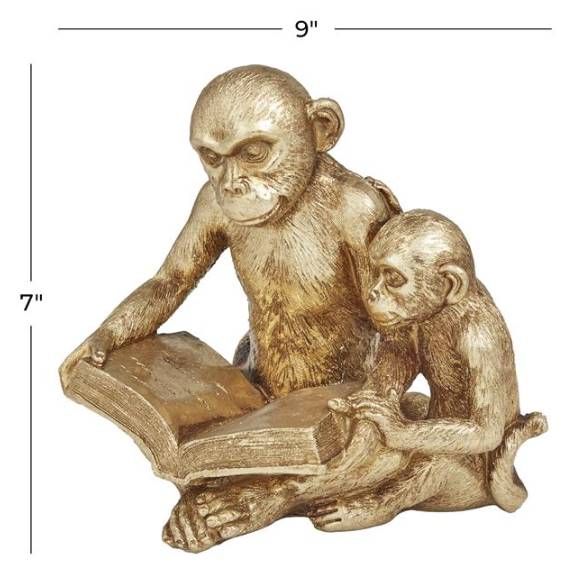 Deco Marche Gold Monkey Sculpture-3