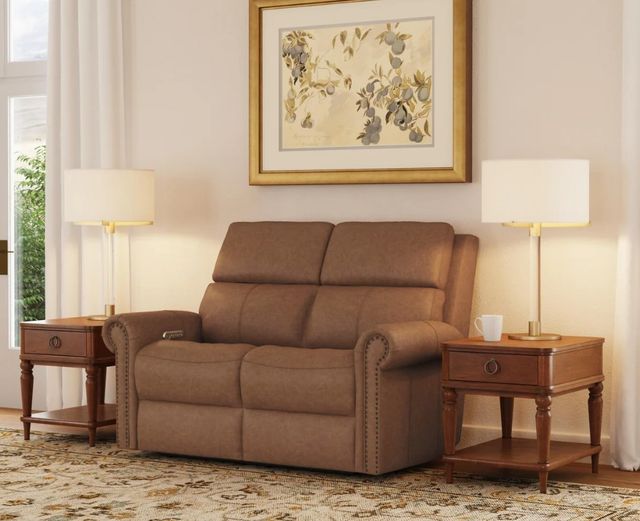Flexsteel® Customizable Bernard 43" Leather Power Reclining Loveseat with Headrest and Lumbar-1