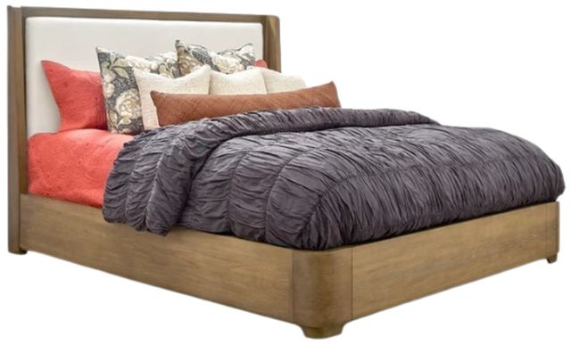 Flexsteel® Normandy Cream/Driftwood King Upholstered Panel Bed-0