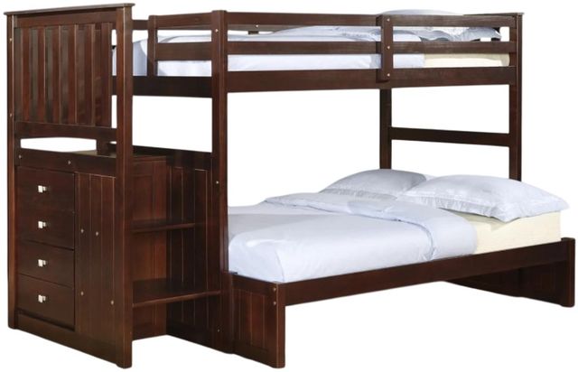 Donco Kids Mission Cappuccino Youth Twin/Full Stairway Bunkbed-0