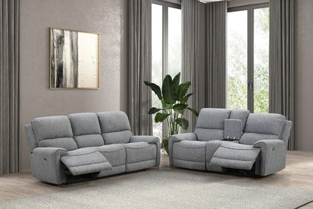 Furniture of America® Morcote Gray Power Reclining Loveseat-1