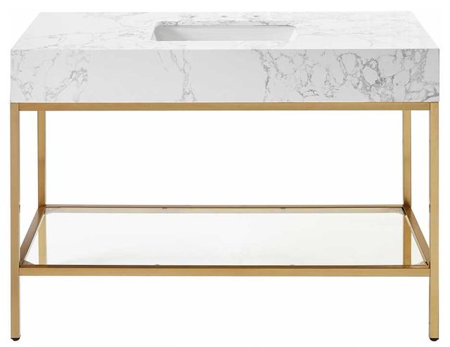 Meridian Furniture Marmo White/Brushed Brass 48" Bathroom Vanity-1