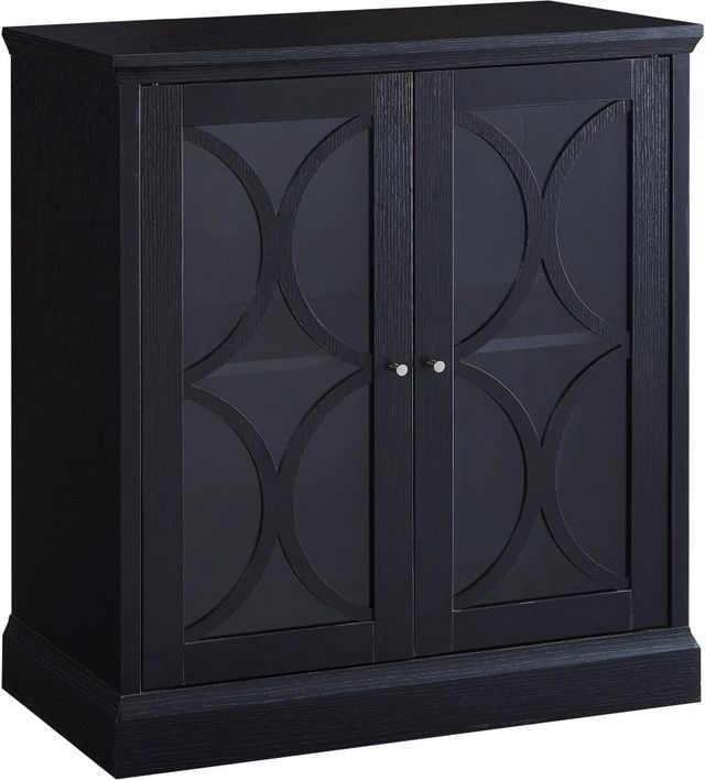 Brassex Inc. Black Storage Cabinet with Glass Doors-0