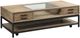 Hammary® Jefferson Beige Rectangular Coffee Table with Glass Top Insert and Dark Antique Brass Frame-0