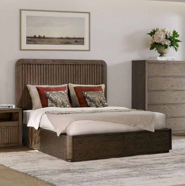 Flexsteel® Athens Chocolate Brown Queen Panel Storage Bed-1
