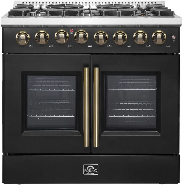 FORNO® Galiano 36" Black Pro Style Dual Fuel Range-0