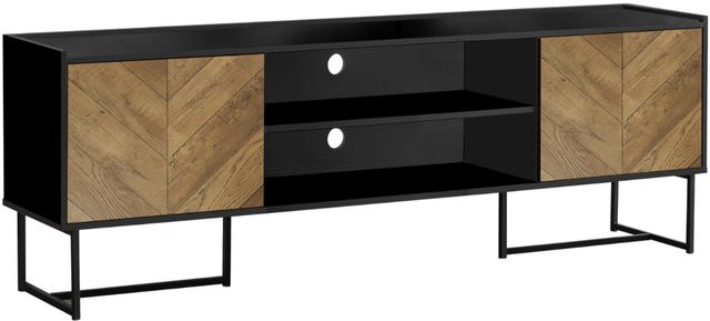 Monarch Specialties Inc. Black/Brown 72" TV Stand with Metal Legs-0