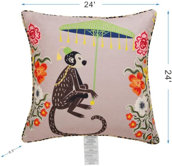 Stylecraft Dann Foley Lifestyle Pink Monkey Designer Pillow-2