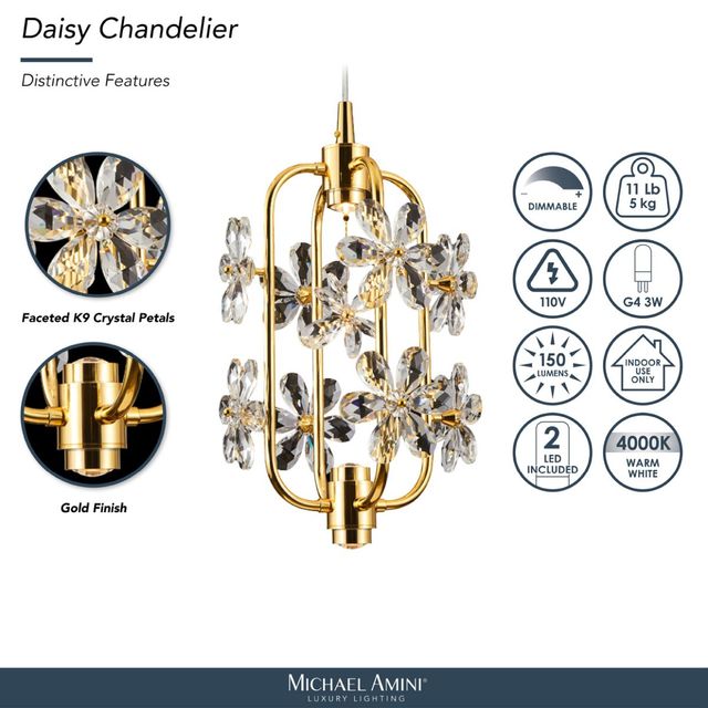 Michael Amini® Daisy Gold Chandelier-3