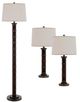 Cal® Lighting & Accessories Northfield 3-Piece White/Wood Lamp Set-0