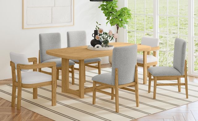 Elements International Portland 7-Piece Gray/Natural Rectangular Dining Set-1