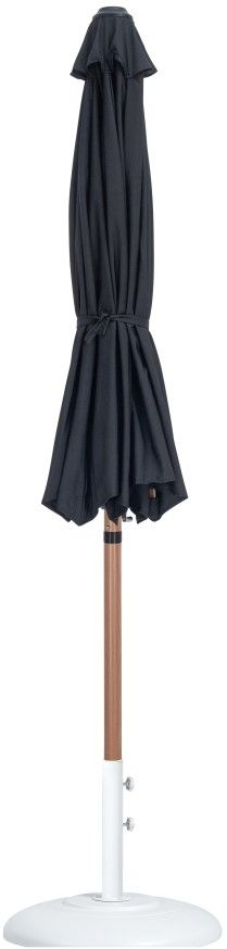 Meridian Furniture Fiji Black/Teak/White Aluminum Outdoor Patio Umbrella and Round Base-1