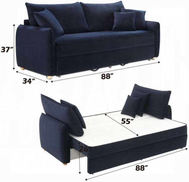 ACME Furniture Irina Blue Sleeper Sofa-2