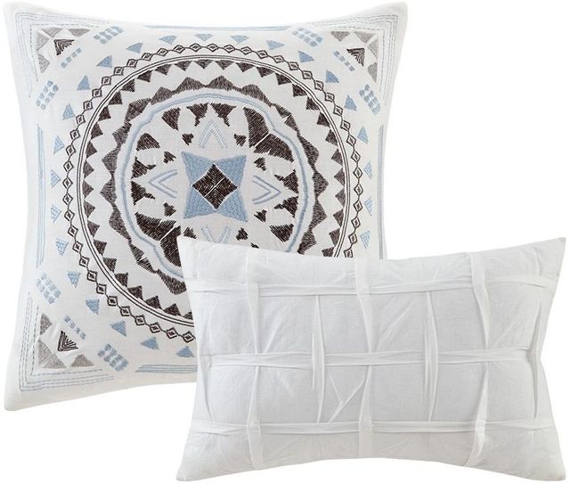 Olliix by Urban Habitat Rochelle 7 Piece Blue Full/Queen Cotton Reversible Comforter Set-1