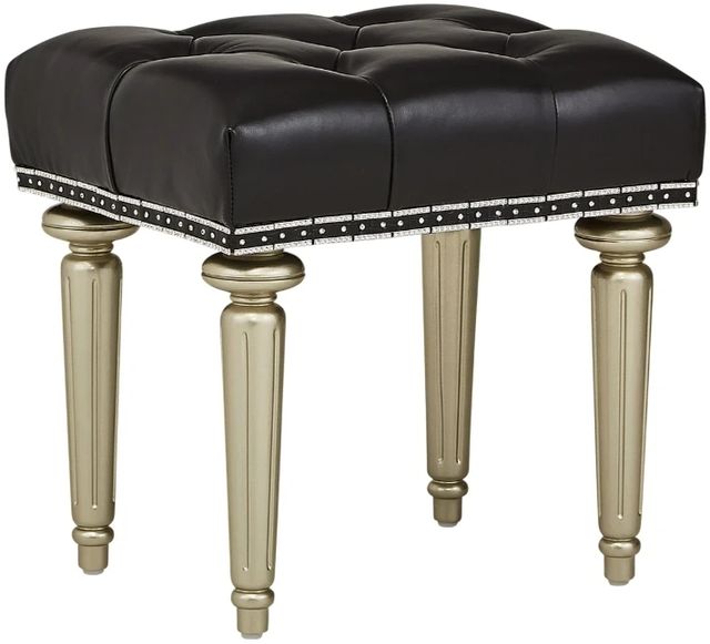 Michael Amini® Hollywood Swank Black/Platinum Vanity Bench-0