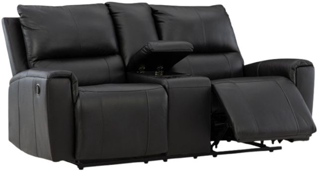 Signature Design by Ashley® Danemere Black Manual Double Reclining Loveseat with Console-3