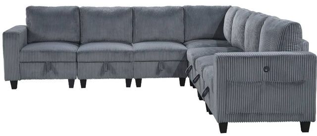 Homelegance® Walterboro 7-Piece Dark Gray Modular Sectional with Storage and Reclining Back Rest-2