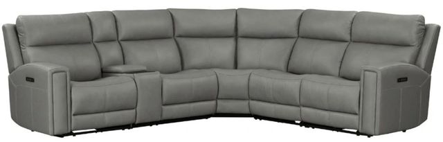 Liberty Furniture Camden 6-Piece Aline Light Gray Leather Power Reclining Curved Sectional-0