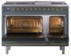 Ilve® Nostalgie II Noblesse 48'' Blue Gray Pro Style Dual Fuel Range with Brass Trim-2