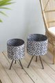A & B Home 2-Piece Grey Planters on Stand Set-2