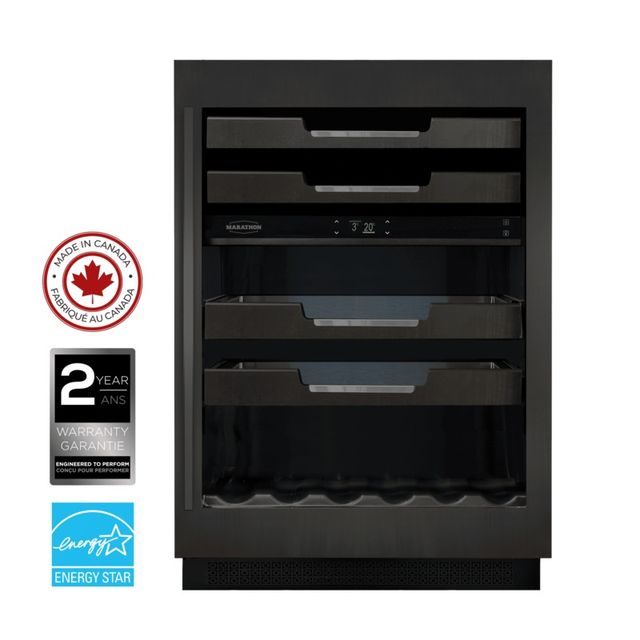 Marathon M4 Series 24” 5.3 Cu. Ft. Black Stainless Steel Built-In Dual Zone Wine Cooler-2