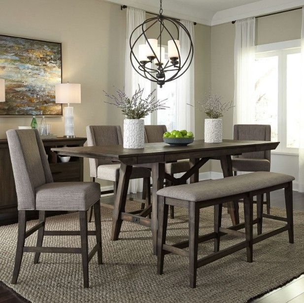 Liberty Furniture Double Bridge 6-Piece Dark Chestnut/Gray Optional Gathering Table Set-1