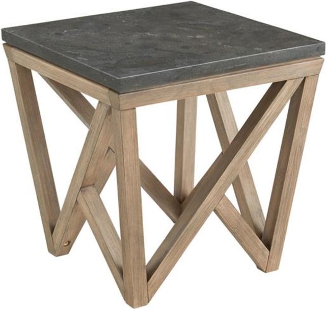Riverside Furniture Hawkins Bluestone Side Table with Antique Oak Base-0
