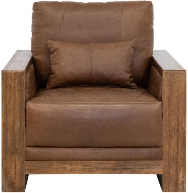 International Furniture Direct Ancora Brown Leather Accent Chair-2