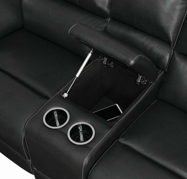 Coaster® Lee Black Reclining Glider Loveseat with Console-2