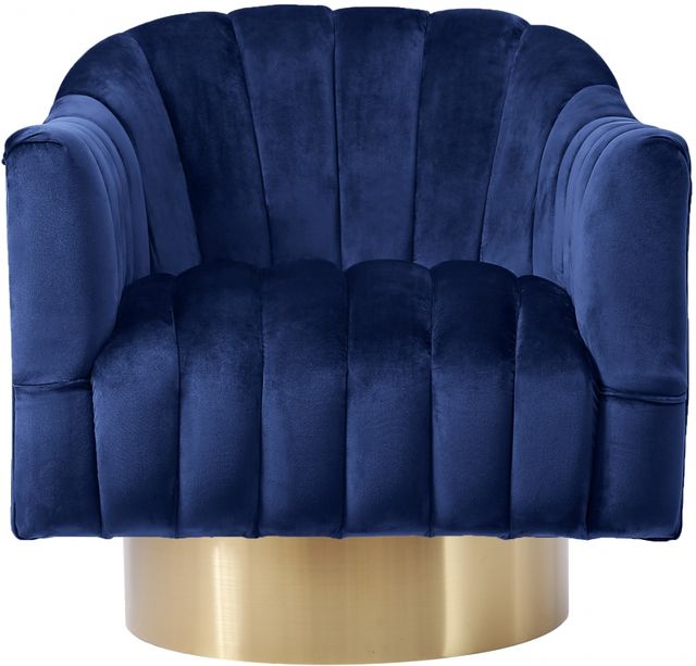 Meridian Furniture Farrah Navy/Gold Velvet Swivel Chair-2