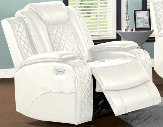 New Classic® Home Furnishings Orion White Power Glider Recliner-0