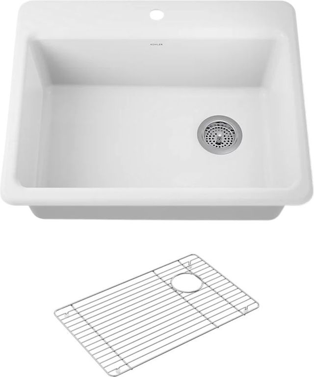 KOHLER® Riverby® White 27" 1-Faucet Hole Top-Mount Single-Bowl Kitchen Sink-0