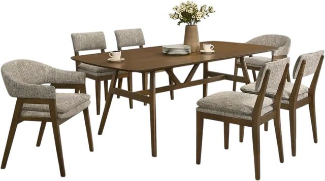 New Classic® Home Furnishings Miller 7-Piece Gray/Walnut Dining Table Set-0