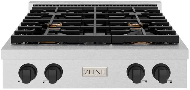 ZLINE Paramount Autograph Edition 30" Satin Stainless Steel Gas Cooktop with Matte Black Accents-0