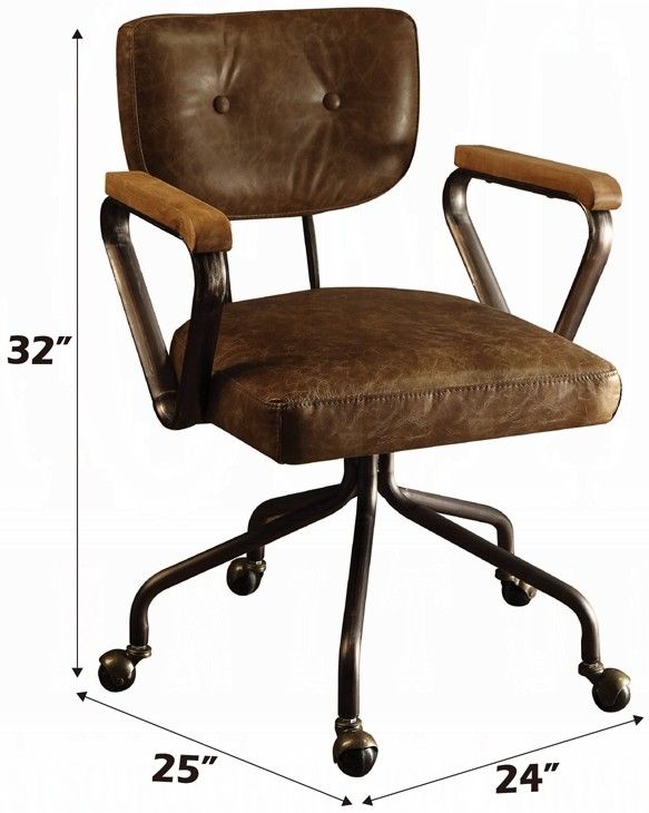 ACME Furniture Hallie Vintage Whiskey Leather Office Chair-2