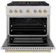 ZLINE Autograph Edition Paramount 36" 5.2 Cu. Ft. Satin Stainless Steel Dual Fuel Range with 6 Burner DuoPro™ Cooktop and Electric Convection Oven in Champagne Bronze Accents-3