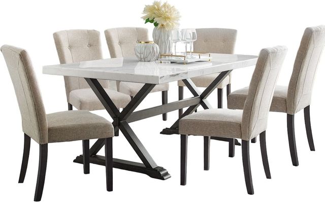 Elements International Lexi 7-Piece Natural White/Taupe Dining Table ...