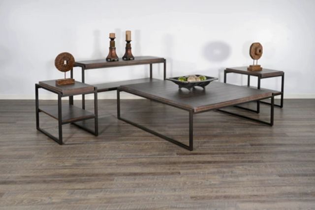 Sunny Designs™ Tyler French Brown Coffee Table with Black Metal Frame-1