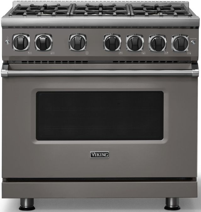 Viking® 7 Series 36" Damascus Gray Pro Style Natural Gas Range-0