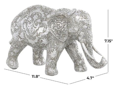 Deco Marche Silver 7" Elephant Sculpture-3