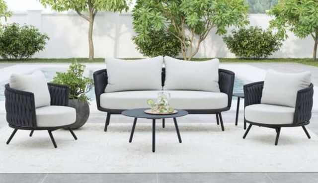 Elements International Bali Dark Gray/Olefin Gray Aluminum/Fabric Outdoor Loveseat-1