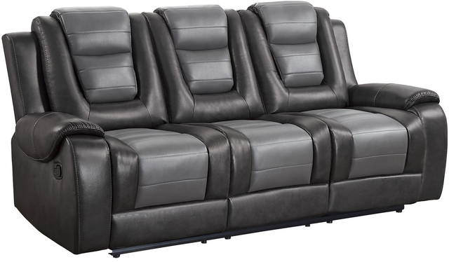 Homelegance® Briscoe Dark Gray/Light Gray Manual Double Reclining Sofa with Center Drop-Down Cup Holders-0