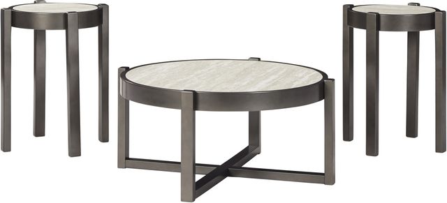 Signature Design by Ashley® Lannoli 3-Piece Beige/Pewter Occasional Table Set-0