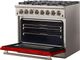FORNO® Capriasca 36" Stainless Steel Pro Style Dual Fuel Range with Red Door-3