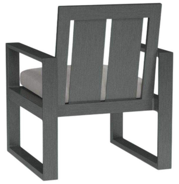 Sunset West Redondo Slate Aluminum Outdoor Dining Arm Chair with Cast Silver Cushion-2