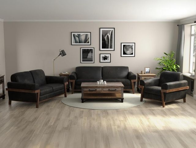 International Furniture Direct Loft Brown Black Loveseat-1