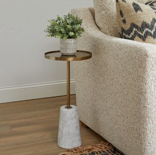 Flexsteel® Hamilton Bronze Accent Table with White Base-1