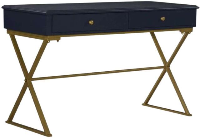 Linon Emma Blue/Gold Campaign Writing Desk-0
