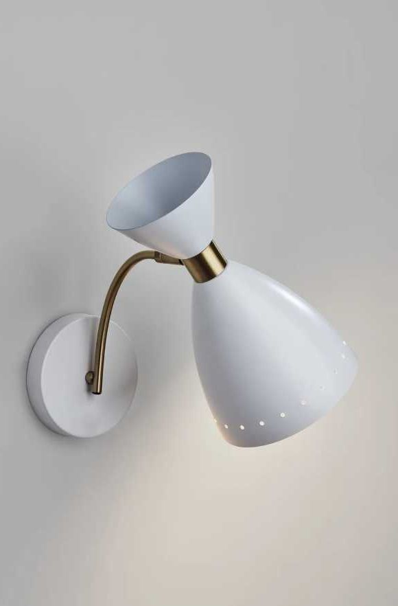 Adesso® Oscar Antique Brass/White Wall Light-2